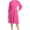 Women's Mini Ruffle Mock Neck Eyelet Dress with Tiered Skirt