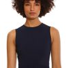 Women's Sleeveless Stretch Light Bubble Crepe Pleated Skirt Midi Dress